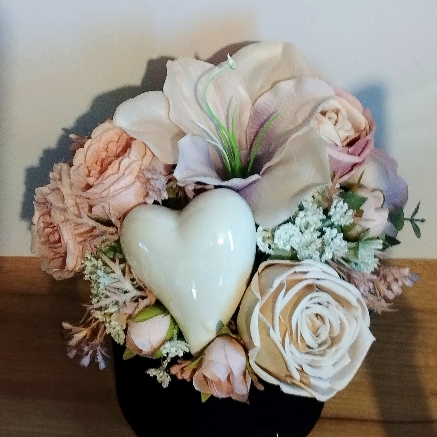 Kerámia szíves pasztel rózsaszín box