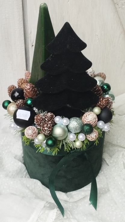 Elegáns bársony zöld box