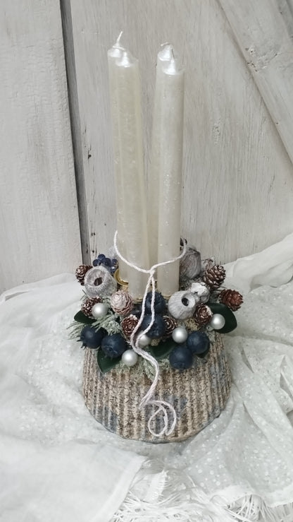 Kökényes gyertyás dísz