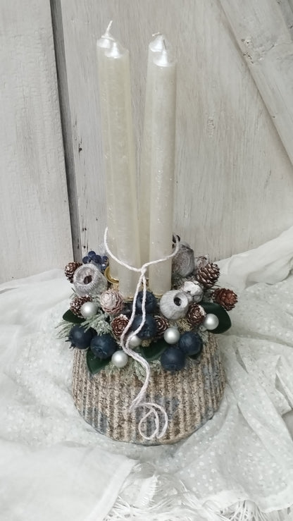 Kökényes gyertyás dísz