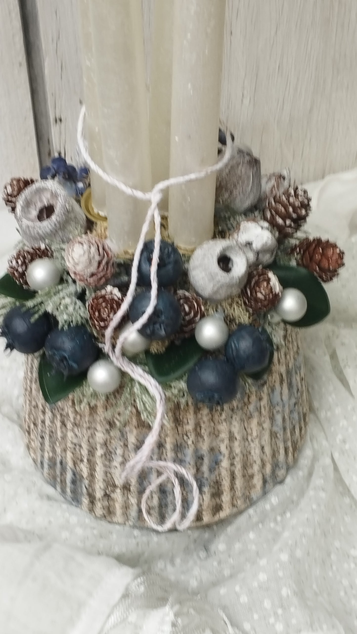 Kökényes gyertyás dísz