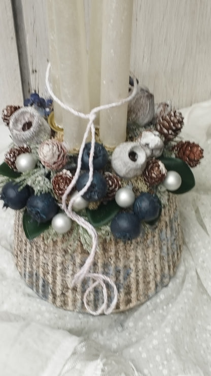 Kökényes gyertyás dísz