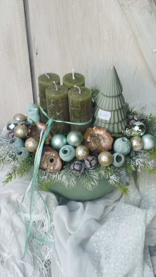 Menta és arany adventi dísz