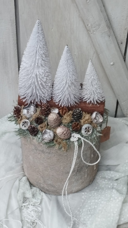 Fehér fenyős bejárati dísz