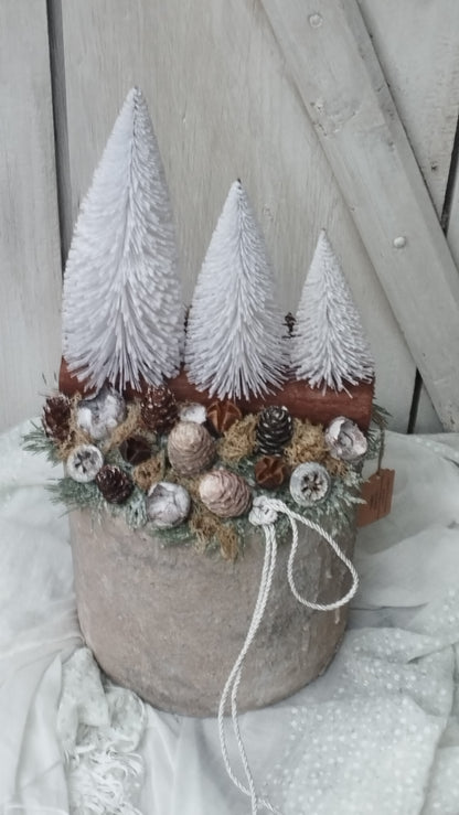 Fehér fenyős bejárati dísz