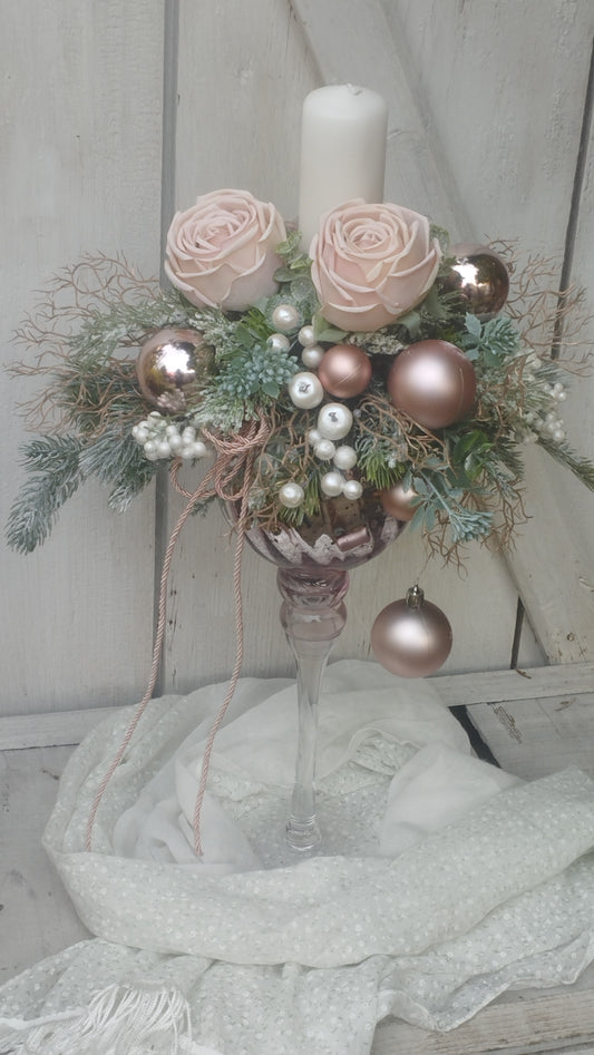 Elegáns púder rózsaszín kehely dísz