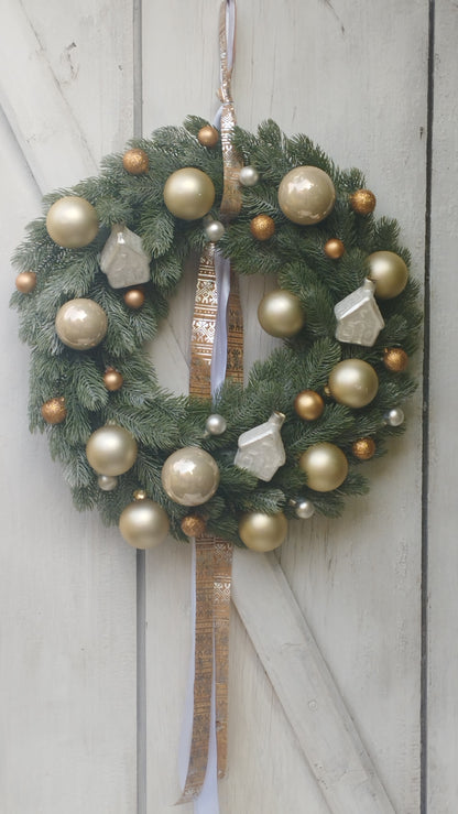 Bézs ,  arany és cappuccino  kopogtató 35cm