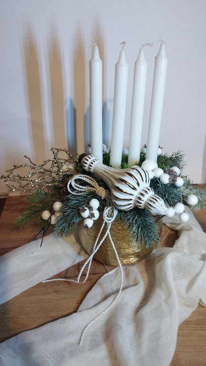 Elegáns rusztikus adventi dísz