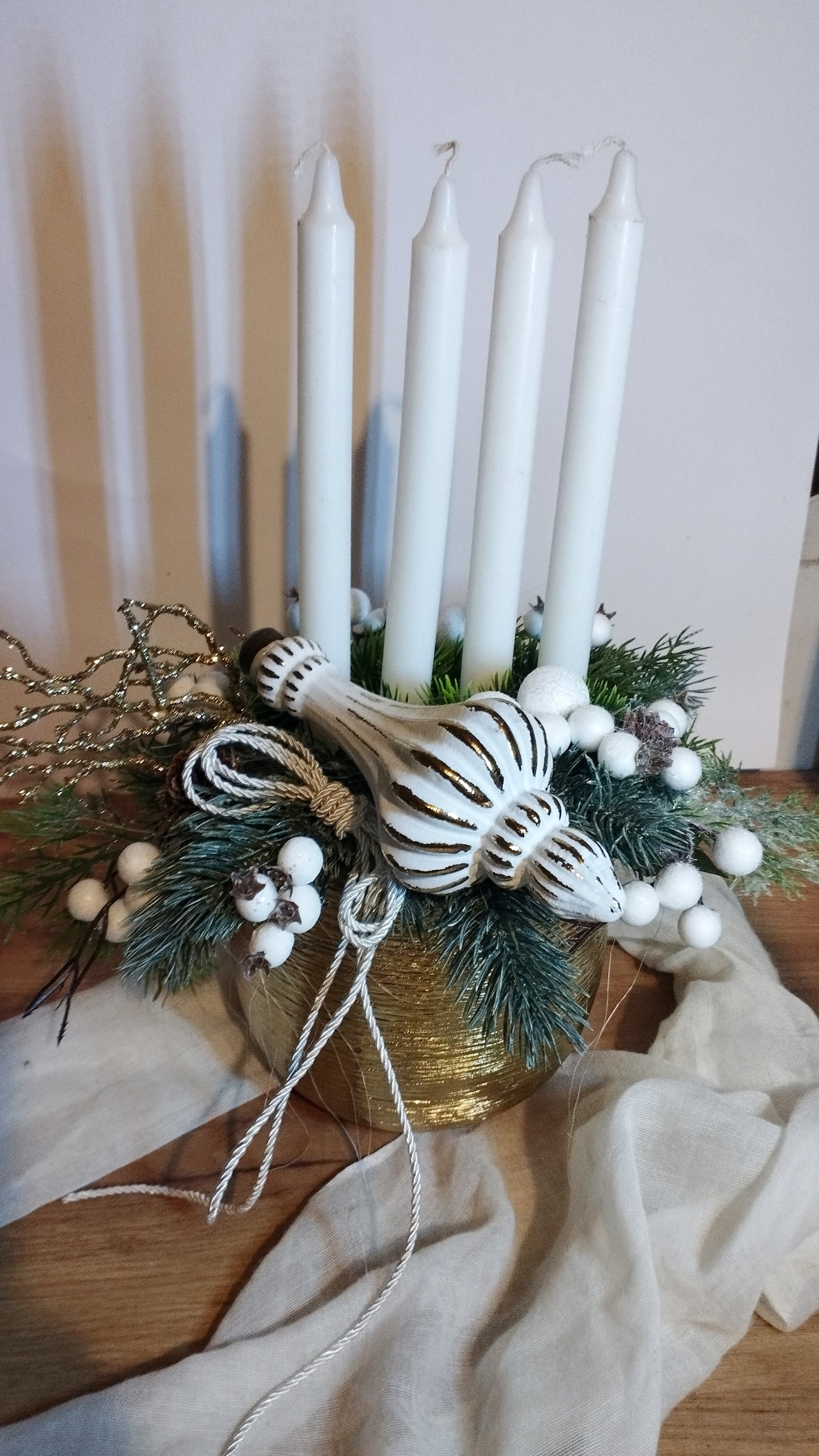 Elegáns rusztikus adventi dísz
