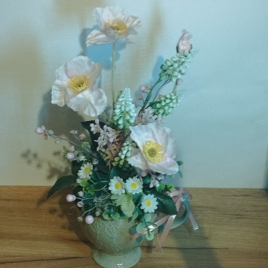 Mák virág  ,gyöngyikével, kamillával