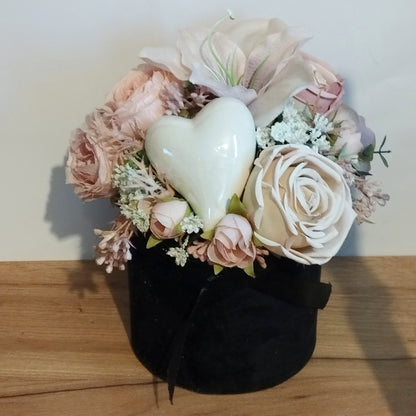 Kerámia szíves pasztel rózsaszín box