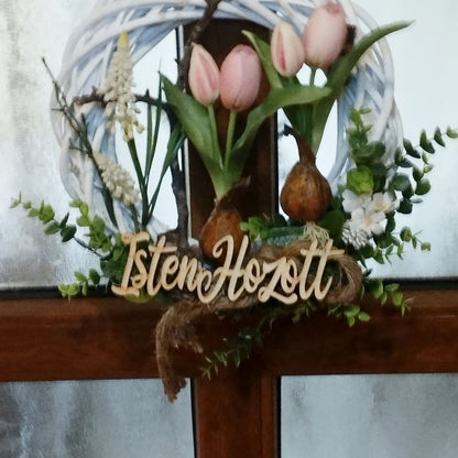 Tulipán hagymás koszorú , Gyöngyikével,